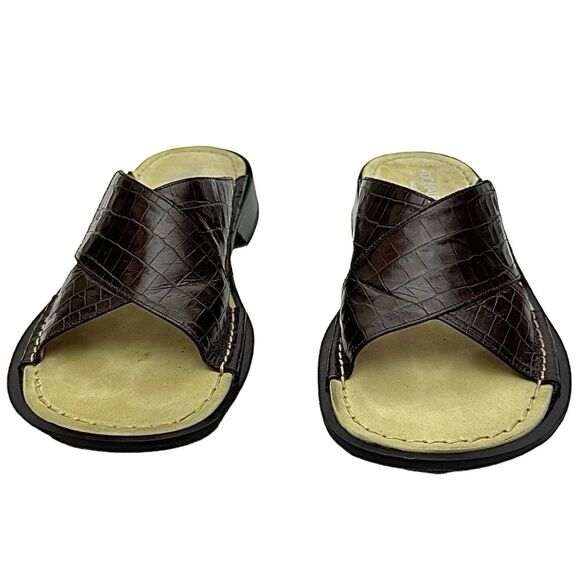 Donald J Pliner Women’s Brown Croco Leather Sandals 5.5 Medium Sandals Pre-Owned - Picture 4 of 11